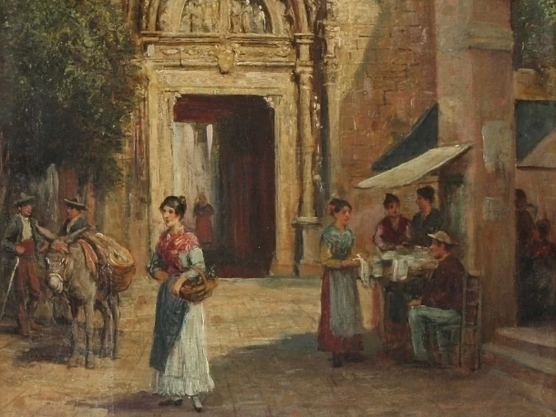 1864-Arthur Trevor Haddon - Scena di strada spagnola